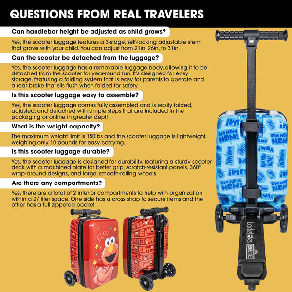 Cookie Monster 4-in-1 Detachable Scooter Luggage