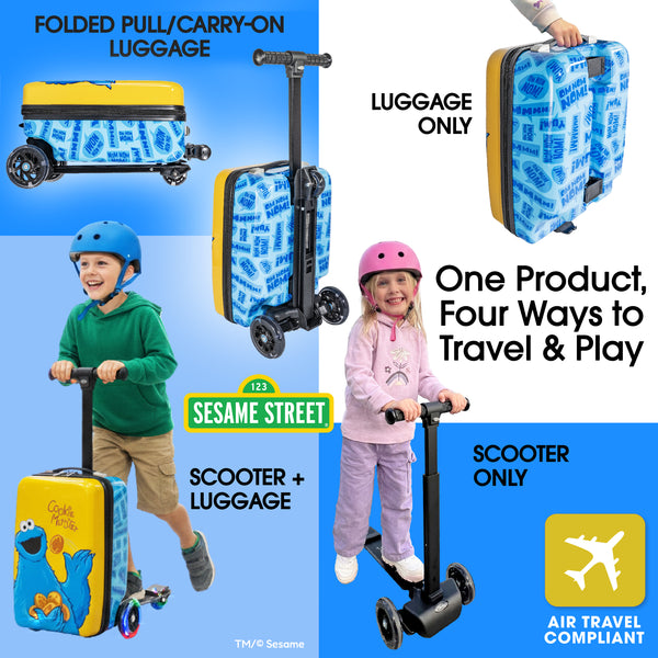 Cookie Monster 4-in-1 Detachable Scooter Luggage