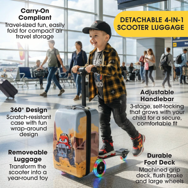 Monster Truck 4-in-1 Detachable Scooter Luggage