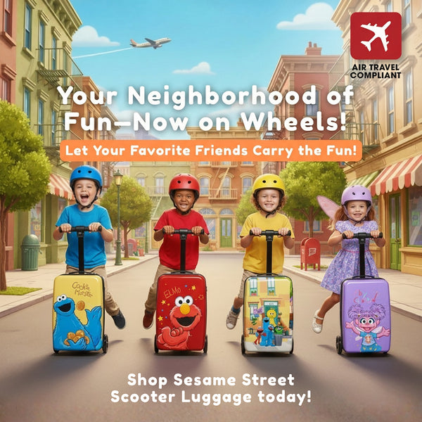 Sesame Street Gang 4-in-1 Detachable Scooter Luggage