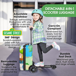 Sesame Street Gang 4-in-1 Detachable Scooter Luggage