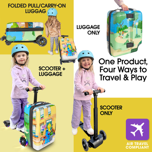 Sesame Street Gang 4-in-1 Detachable Scooter Luggage