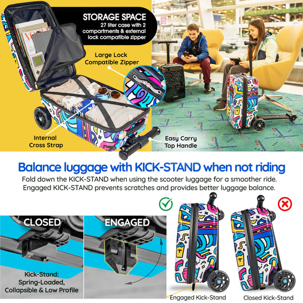 Graffiti 4-in-1 Detachable Scooter Luggage